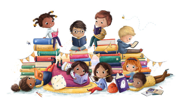 Image showing a diverse group of children reading